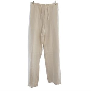 Madison | Women's White Relaxed Linen Drawstring Pants (Size XXL)